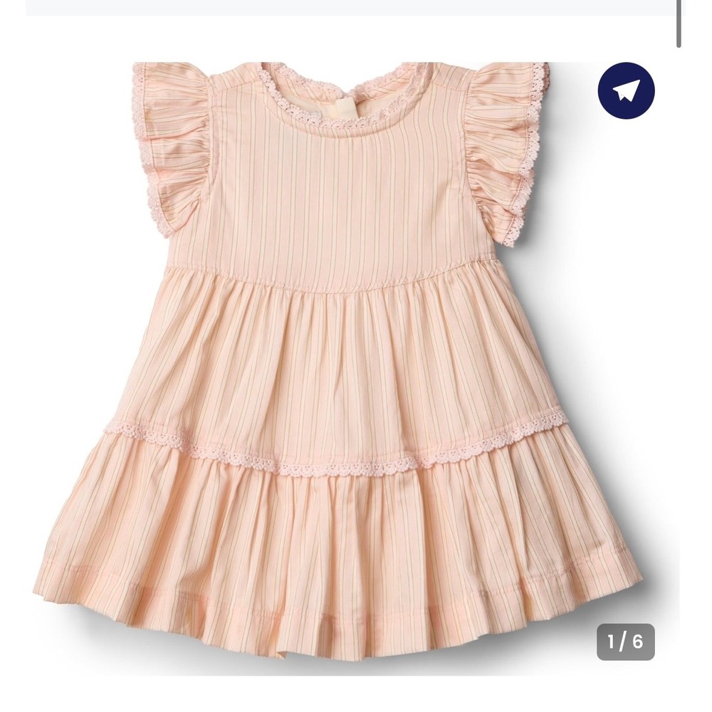 Amazon Essentials x Sofia Grainge Peach Classic Stripe Tiered Dress 3T NEW